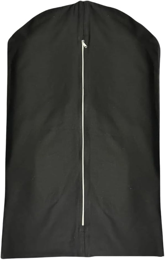 Premium 100% Cotton Garment Bags – 35" Black Canvas Suit Cover with YKK Zipper – Breathable, Dust-Proof Storage for Suits, Coats, Dresses, Jackets & Travel/Closet Use