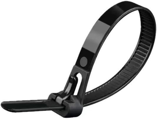 10 Inch 100 PCS Black Releasable Cable Zipper Cable Ties,Adjustable Reusable 50 Lbs Tensile Strength Nylon Cable Ties，Suitable for multi-purpose plastic cable ties in homes, offices and workshops