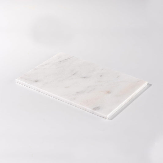 Handcrafted Marble Tray – Bathroom Counter Organizer, Jewelry Tray, Perfume Organizer & Decorative Tray for Vanity Accessories, Coffee Table Decor & Bathroom Countertop (Rectangular, Mugla White)