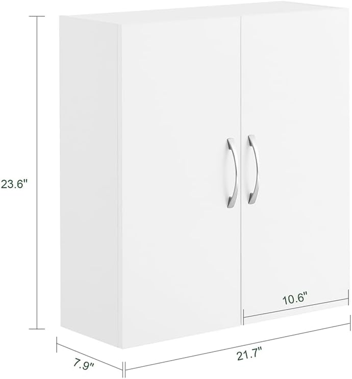 SoBuy Narrow Bathroom Wall Cabinet Over The Toilet Storage, Small Space Wall Mounted Medicine Cabinet with Adjustable Shelf, Floating Storage Cabinet for Laundry Room Kitchen, White BZR200-T-W