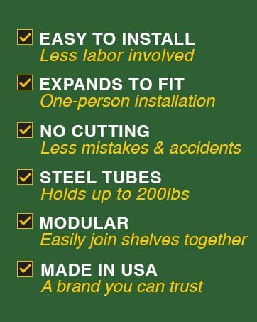 EZ Shelf Expandable Laundry Room Shelves Over Washer and Dryer - 2 Shelves (Expands 63.3 to 120") - 1 With Hanging Rod - White - Laundry Room Organization