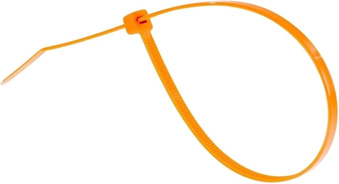 GTSE 8 Inch Orange Zip Ties, 100 Pack, 18lb Strength, UV Resistant Strong Nylon Cable Ties, Self-Locking 8" Tie Wraps