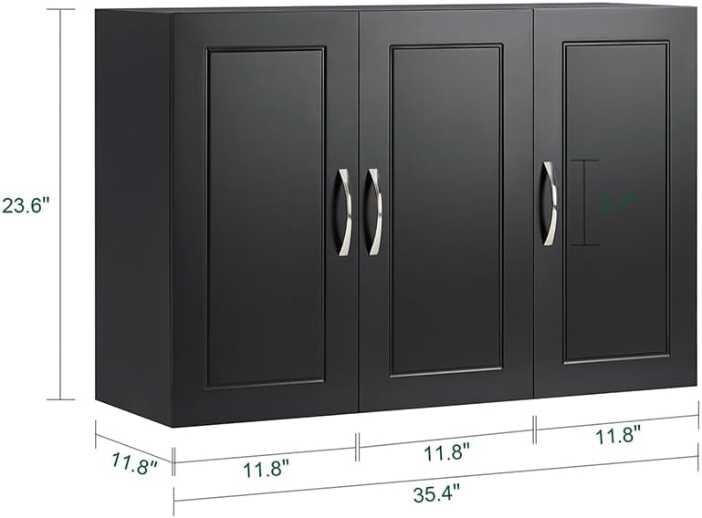 Haotian Wall Cabinet for Laundry Room, Storage Medicine Cabinet for Bathroom Kitchen Garage, Linen Tower Bath Cabinet, Floading Cabinet with Shelf, Black FRG231-L-SCH