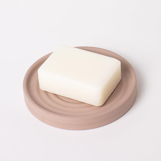 Selegna Diatomite Soap Holder, Circular Design with Ripple Pattern, Absorbent Bath Soap Dish (Brown)