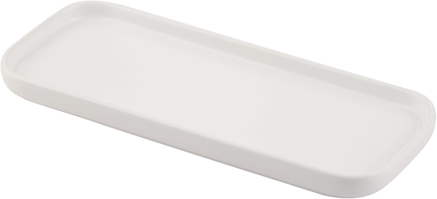 VanEnjoy Ceramic Tray for Kitchen Counter, White Vanity Tray for Bathroom Counter, Long Narrow Tray for Soap Bottles