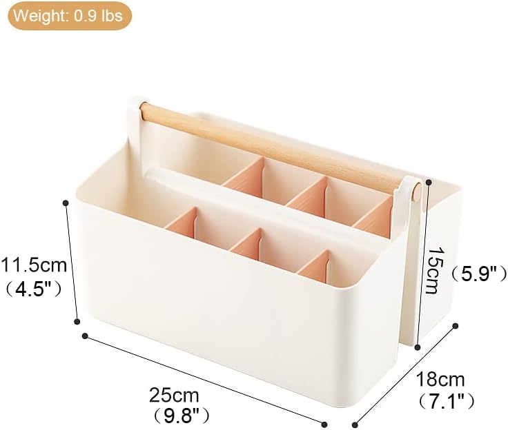 3 pcs Large Portable Caddy with Handle, School Office Art Supplies, DIY Divided Basket for Crafts Colored Pencils Pen Holds Brushes (Pink Dividers)