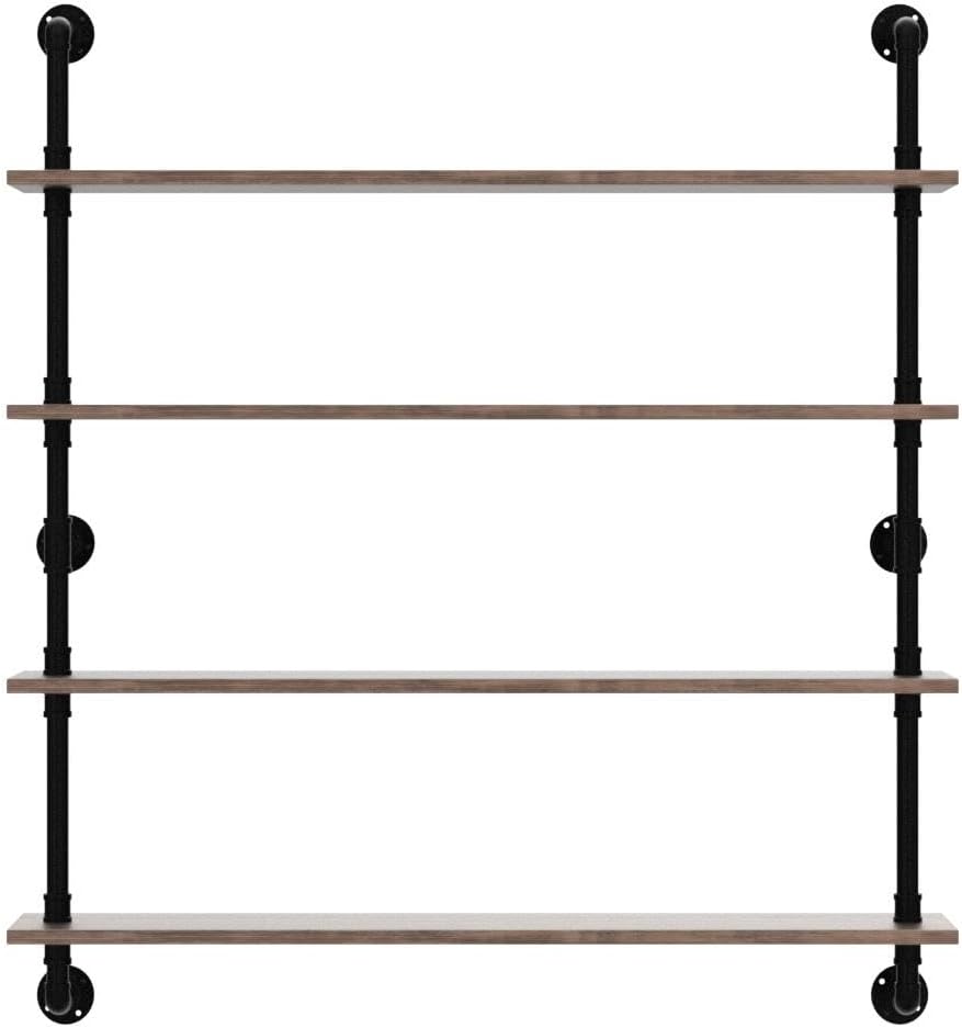 Floating Bookshelf Shelves Industrial Pipe Shelving Floating Pipe Shelf with Wood Planks 48 inch Industrial Wall Shelves Rustic Hanging Bookshelf Farmhouse Kitchen Shelving