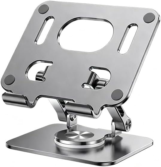 Saker 360° Rotating Laptop Stand, Aluminum Alloy Adjustable Height Ergonomic Computer Riser, Foldable Portable Desktop Stand with Cooling Design for 10-17 inch MacBook