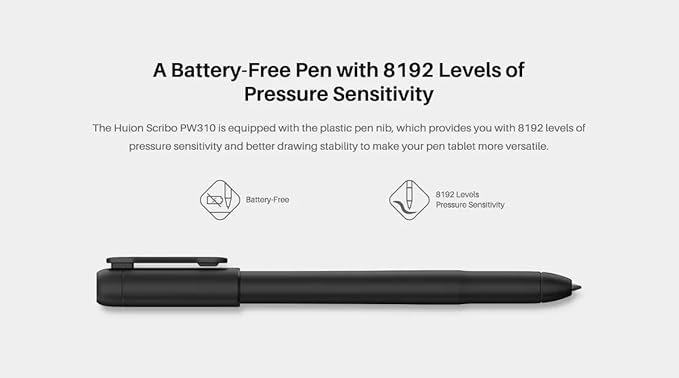 PW310 Digital Neutral Battery-Free Pen for Huion Scribo 8192 Levels for HS611/HS64/HS610/Q620M/H610PRO V2/Kamvas Pro 20