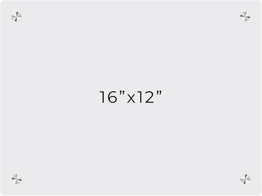 12x16 Dry Erase Board for Wall - with .25 Clear Acrylic and Chrome Stand Off Finish - Perfect Whiteboard for Office, Home, Classroom - Durable and Stylish .25 Clear Acrylic Dry Erase Board