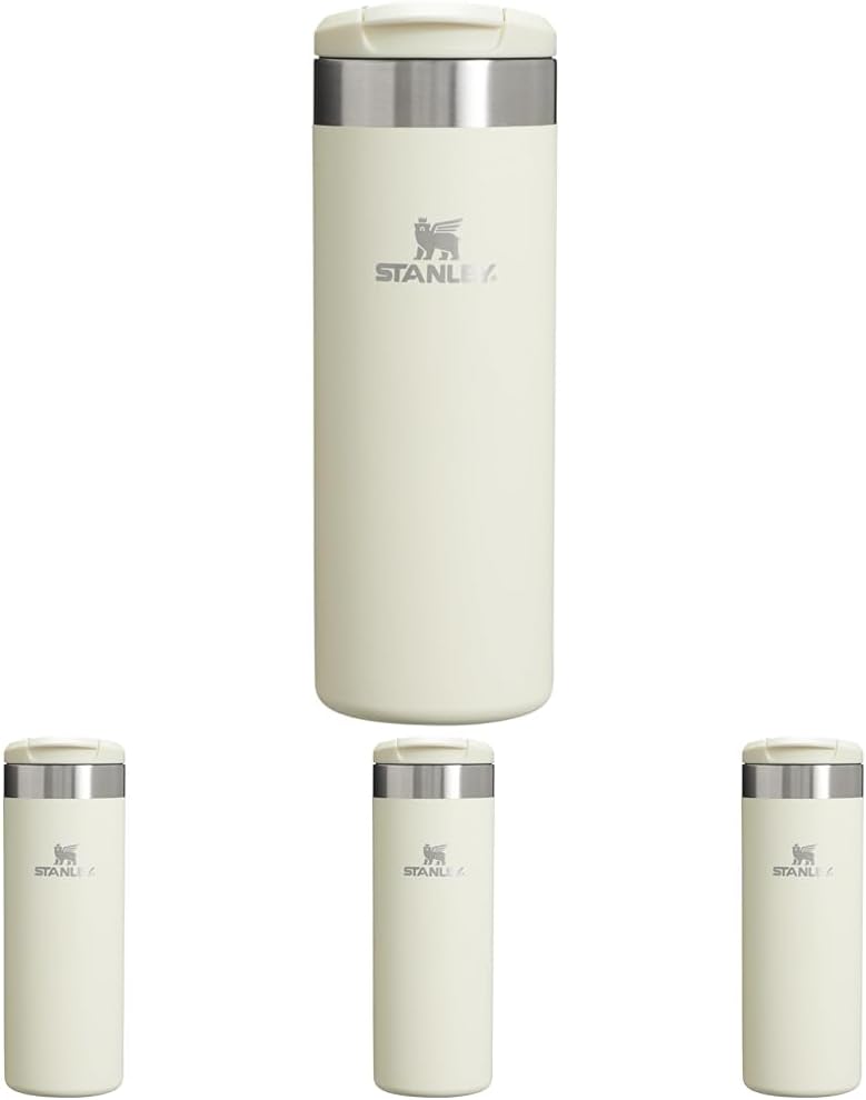 Stanley AeroLight Transit Bottle 16 oz | Locking Drink Through Lid | Leak Resistant Water Bottle or Coffee Travel Mug | Lightweight Insulated Stainless Steel | BPA-Free | Cream (Pack of 4)