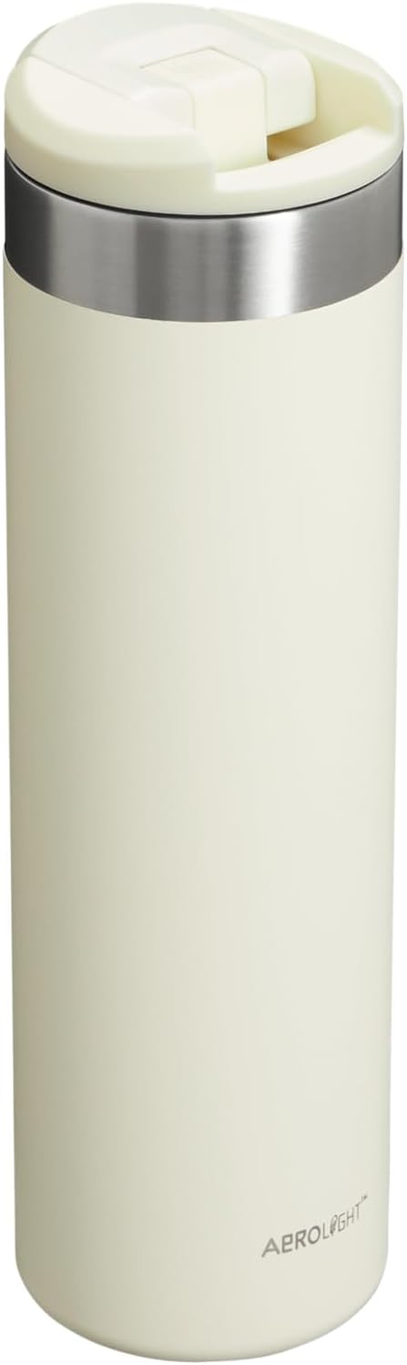 Stanley AeroLight Transit Bottle 20 oz Locking Drink Through Lid Leak Resistant Water Bottle or Coffee Travel Mug Lightweight Insulated Stainless Steel BPA-Free Cream