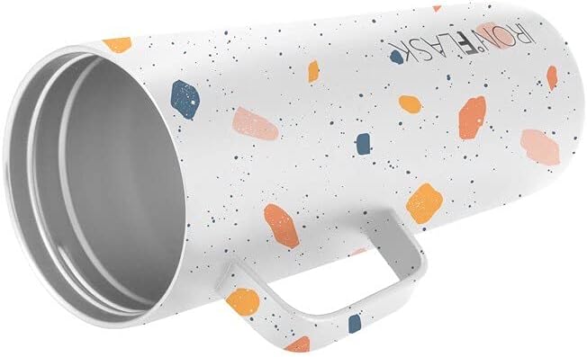 IRON °FLASK Grip Novelty Coffee Mug - Leak Proof, Vacuum Insulated Stainless Steel Bottle, Double Walled, Thermo Travel, Hot Cold, Water Metal Canteen - Terrazzo, 24 Oz - Classic Bottom