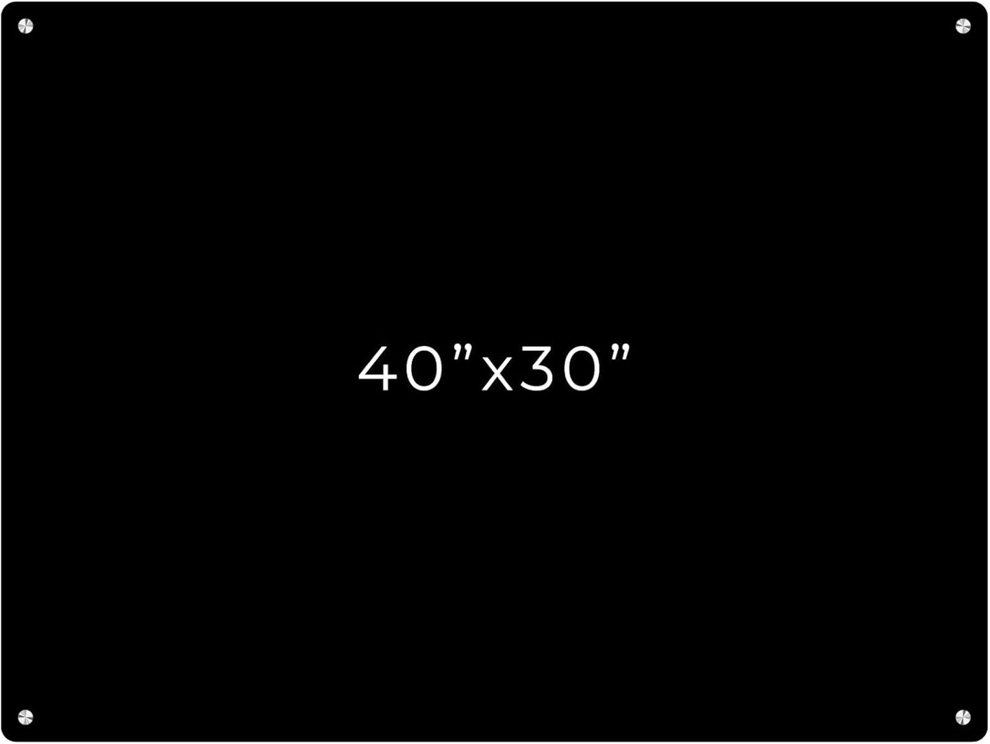 30x40 Dry Erase Board for Wall - with .25 Black Acrylic and Chrome Stand Off Finish - Perfect Whiteboard for Office, Home, Classroom - Durable and Stylish .25 Black Acrylic Dry Erase Board