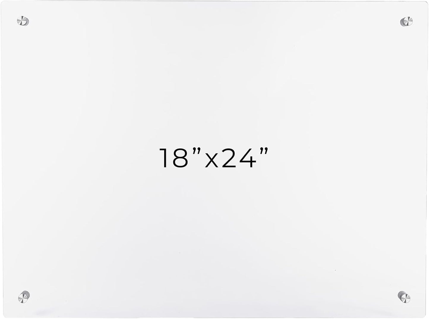 18x24 Dry Erase Board for Wall - with .25 Clear Acrylic and Chrome Stand Off Finish - Perfect Whiteboard for Office, Home, Classroom - Durable and Stylish .25 Clear Acrylic Dry Erase Board