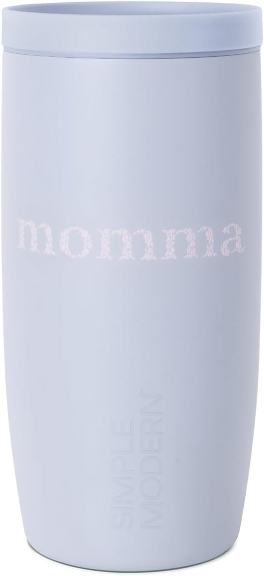 Simple Modern Mother's Day Travel Coffee Mug Tumbler with 360° Lid | Gifts for Her | Ceramic-Lined Insulated Stainless Steel Cold Brew Iced Coffee Cup | Voyager Signature | 16oz | Momma