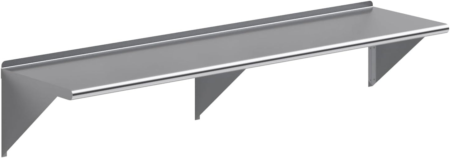 AmGood 72" Long X 18" Deep Stainless Steel Wall Shelf | NSF Certified | Appliance & Equipment Metal Shelving | Kitchen, Restaurant, Garage, Laundry, Utility Room