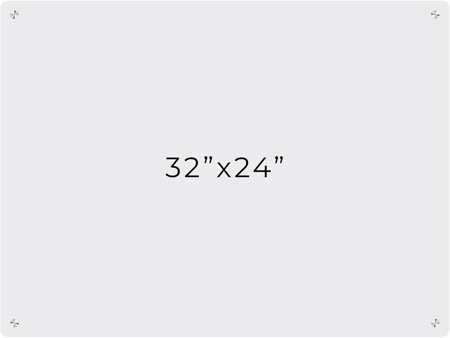 24x32 Dry Erase Board for Wall - with .25 Clear Acrylic and Chrome Stand Off Finish - Perfect Whiteboard for Office, Home, Classroom - Durable and Stylish .25 Clear Acrylic Dry Erase Board