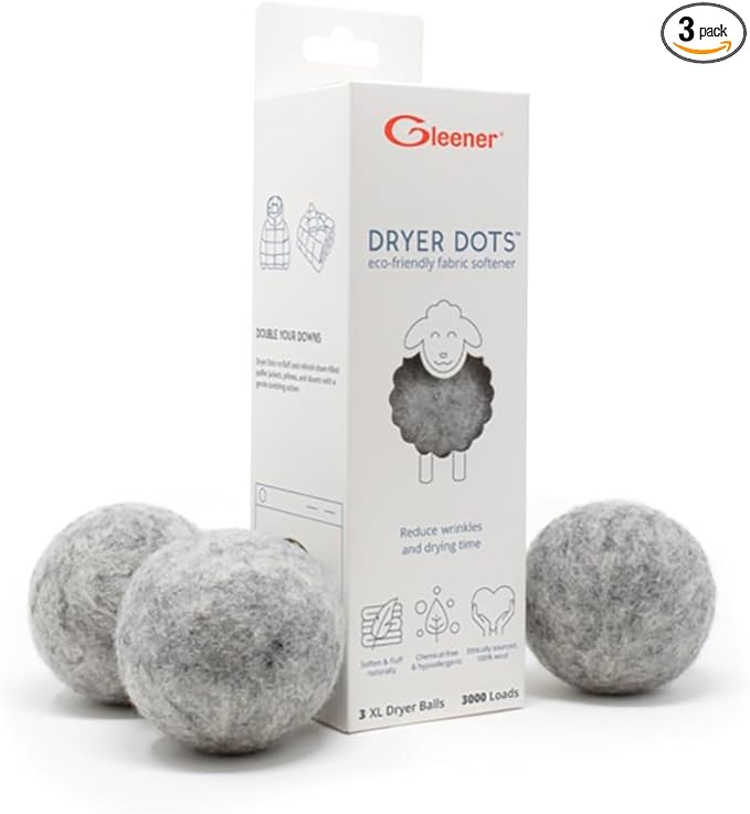 GLEENER Dryer Dots Fabric Softener | 100% New Zealand Wool | Extra large 3 pack | Grey (3)