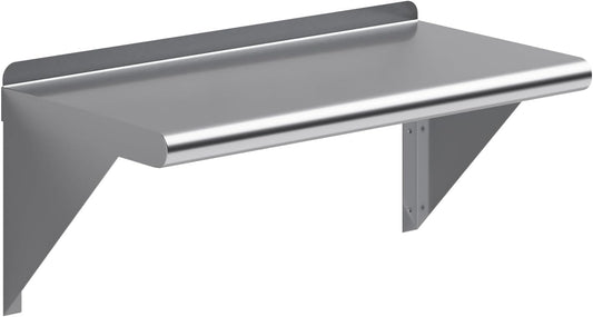 AmGood 24" Long X 12" Deep Stainless Steel Wall Shelf | NSF Certified | Appliance & Equipment Metal Shelving | Kitchen, Restaurant, Garage, Laundry, Utility Room