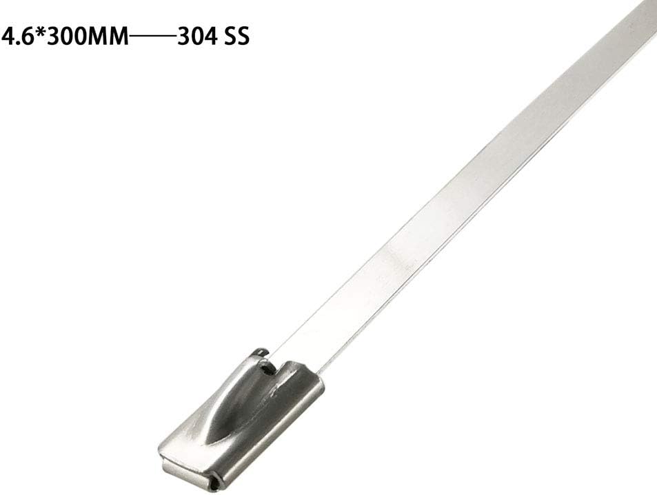 HS Metal Zip Ties Stainless Steel Cable Tie 11.8 Inch (100 Pack) Extra Heavy Duty Self-Locking Strap Ties 225 Lbs Perfect for Exhaust,Fence Outdoor,Automotive