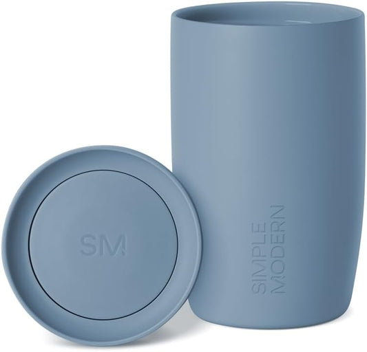 Simple Modern Travel Coffee Mug Tumbler with 360° Lid | Ceramic-Lined Insulated Stainless Steel Cold Brew Iced Coffee Cup | Gifts for Women Men Her Him | Voyager Signature | 12oz | Blue Dune