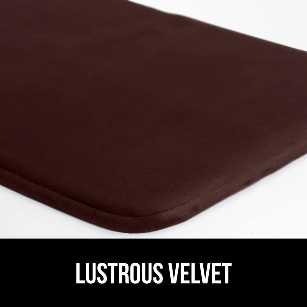 GORILLA GRIP Memory Foam Bath Mat, Soft Absorbent Velvet Bathroom Mats, Durable Dots on Underside, Machine Washable Bathmat, Carpet Rug Room Decor for Shower Tub Floor RV, 24x17 Rugs, Brown