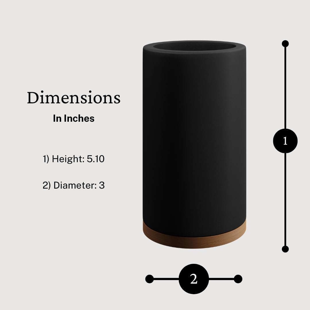 Matani Diatomite & Bamboo Toothbrush Holder - Quick-Drying, Water-Absorbent Stand with Removable Base & Drain Holes for Bathroom Countertop (Light Gray)