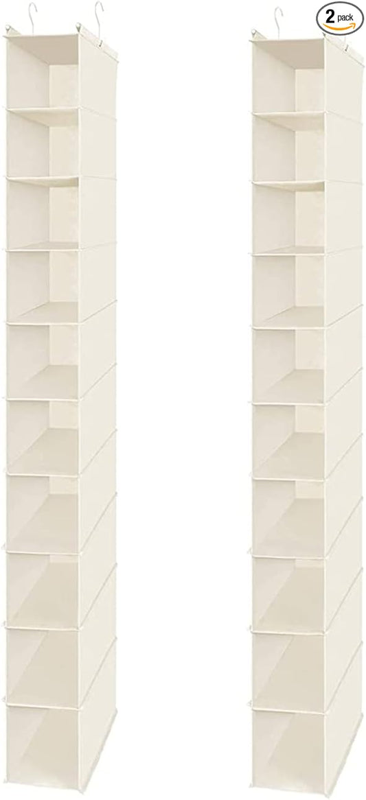 MAX Houser 10-Shelf Hanging Shoe Shelf Organizer, Hanging Shoe Storage for Closet,Pack of 2(Beige)