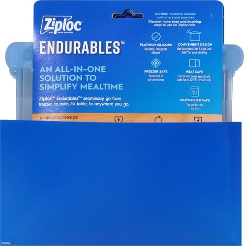 Ziploc Endurables Medium Pouch, 2 Cups, Reusable Silicone Bags and Food Storage Meal Prep Containers for Freezer, Oven, and Microwave, Dishwasher Safe (Pack of 4)