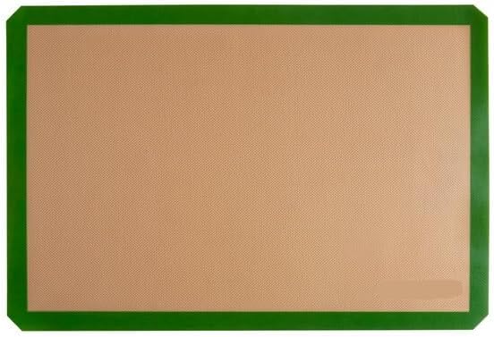 Professional Silicone Baking Mat, Non-Stick, Full Size 16.5 x 24.5 Inch, Green Border, Heavy Duty Fiberglass for Commercial Kitchen and Bakery