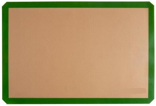 Professional Silicone Baking Mat, Non-Stick, Full Size 16.5 x 24.5 Inch, Green Border, Heavy Duty Fiberglass for Commercial Kitchen and Bakery