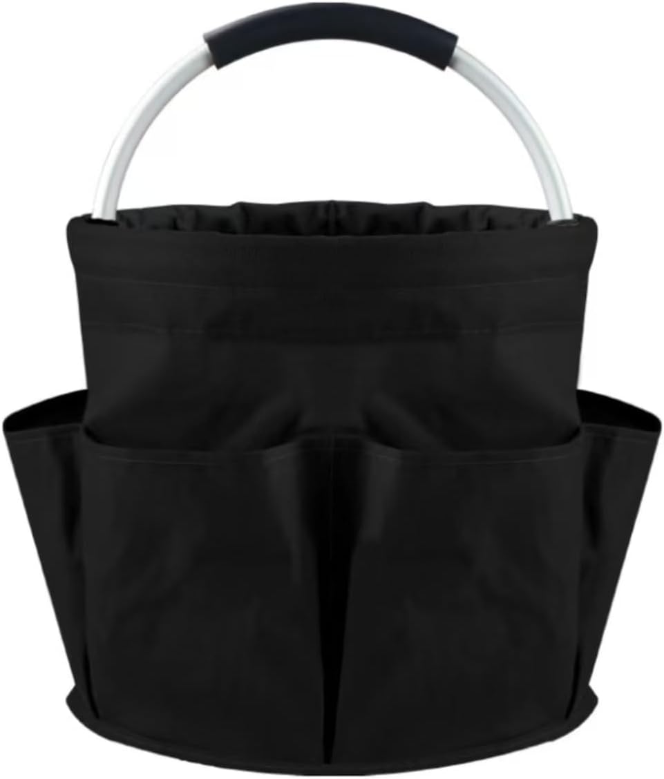 17L Cleaning Caddy With Handle, Foldable Storage Cleaning Product Organizer, Cleaning Caddy Organiser, Outdoor Camping，Portable Multifunctional Cleaning Bucket tool Bag Organizer (black)