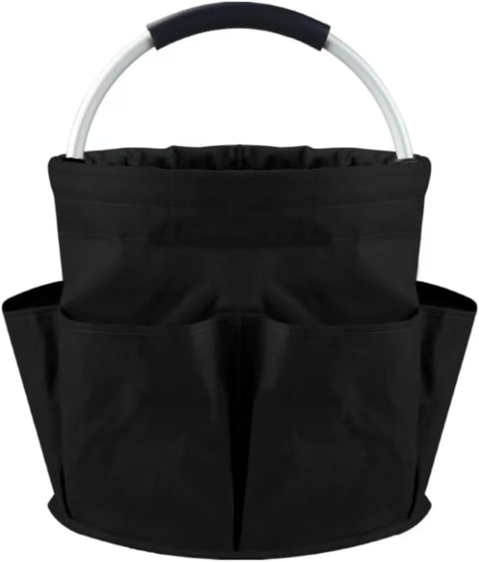 17L Cleaning Caddy With Handle, Foldable Storage Cleaning Product Organizer, Cleaning Caddy Organiser, Outdoor Camping，Portable Multifunctional Cleaning Bucket tool Bag Organizer (black)