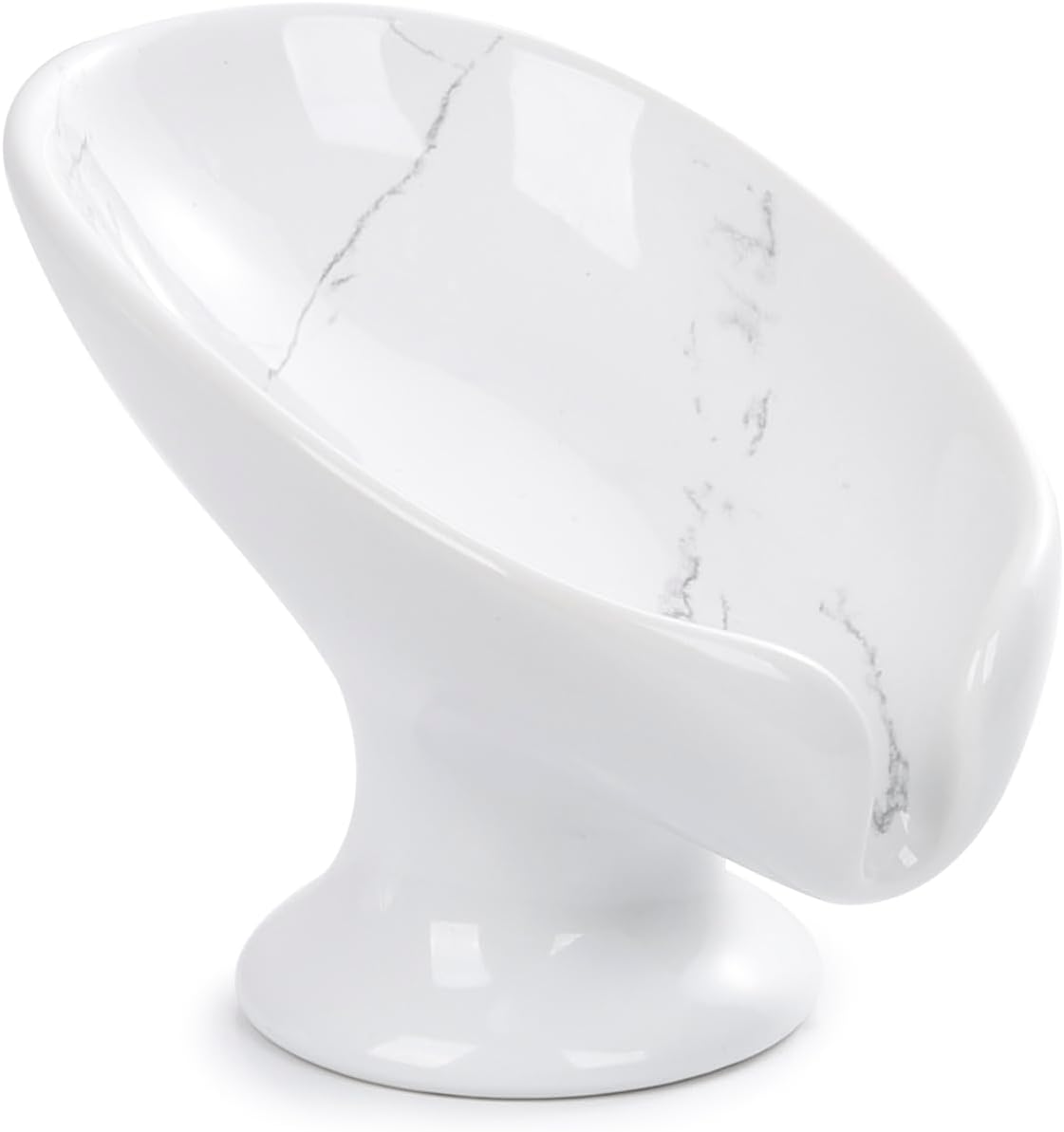 Small Soap Dish, Self Draining Bar Soap Holder for Bathroom Sink, Leaf Shaped Drainage Ceramic with Marble-Pattern Finish, Decorative Soap Dish, No Suction Cup, ANTIS'S HOME