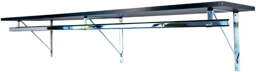 Custom Cut-to-Size Premium Wall-Mounted Shelf with Rod and Bracket Kit. 3/4" Thick Shelves, 14 inches deep. Customize The Length from 16" up to 72".