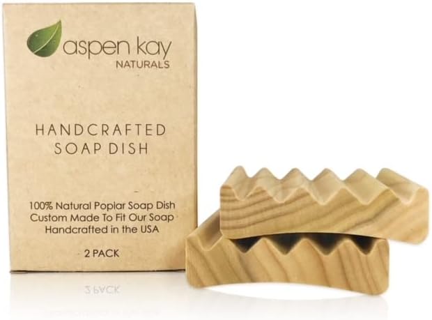 2 Pack Soap Dish, Draining Dish for Our Shampoo Bars & Conditioner Bars, 100% Natural Poplar Wood, No Chemical Varnish, Lacquer or Stain is Used, Handmade in The USA (Regular)