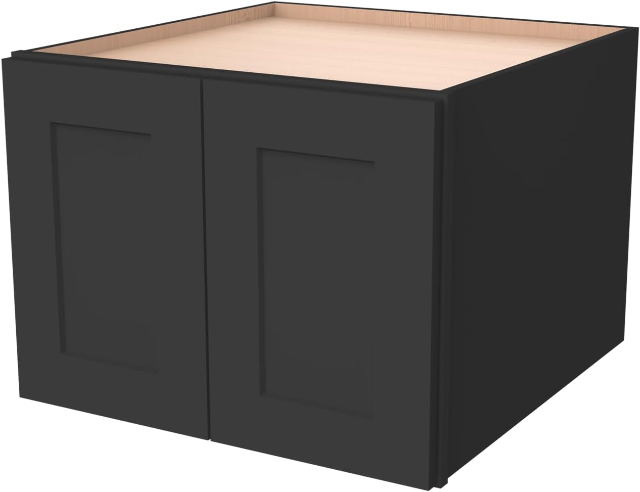 Solid Wood Wall Cabinet,Shaker Style Wall-Mounted Kitchen Storage Cabinet with Soft-Close Doors, RTA Pantry Organizer for Bathroom, Garage, Laundry (Charcoal Black, 33" W x 24" D x 24" H)