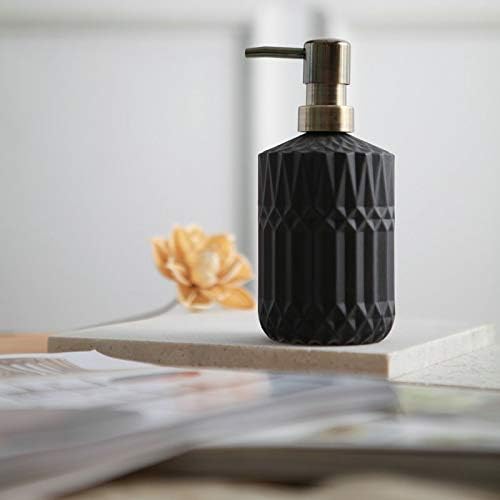 Glass Soap Dispenser Hand Soap Dispenser 12oz/390ml Soap Dispenser Bathroom Kitchen Soap Dispenser/Lotion Dispenser with ABS Plastic Pump Clear Black