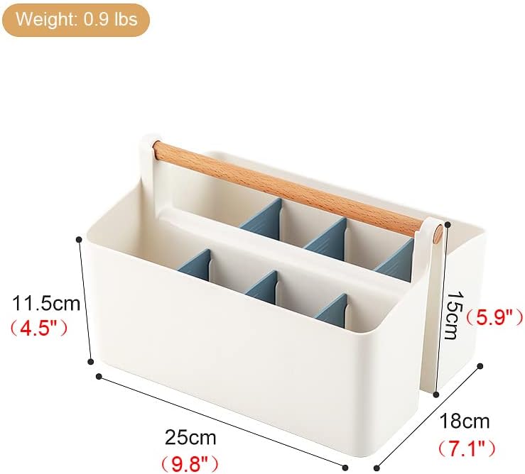 3 pcs Large Portable Caddy with Handle, Art Supplies, DIY Divided Basket for Crafts Colored Pencils Pen Holds Brushes (Blue Dividers)