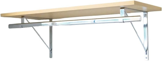 Custom Cut-to-Size Premium Wall-Mounted Shelf with Rod and Bracket Kit. 3/4" Thick Shelves, 14 inches deep. Customize The Length from 16" up to 72".