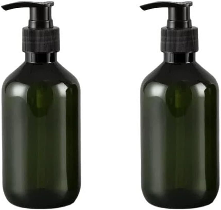10 Ounce/300ml Pump Bottle Dispenser, Empty Plastic Refillable Lotion Soap Shampoo Dispenser Containers with Pump, for Bathroom, Kitchen Sink, Lotion, Hand Soap Dispenser, 2-Pack Green