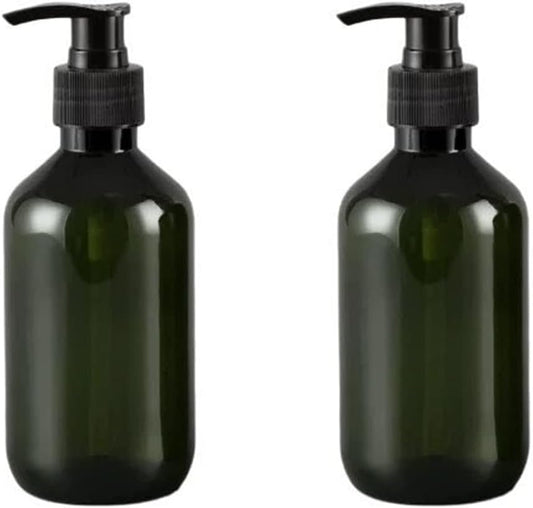10 Ounce/300ml Pump Bottle Dispenser, Empty Plastic Refillable Lotion Soap Shampoo Dispenser Containers with Pump, for Bathroom, Kitchen Sink, Lotion, Hand Soap Dispenser, 2-Pack Green