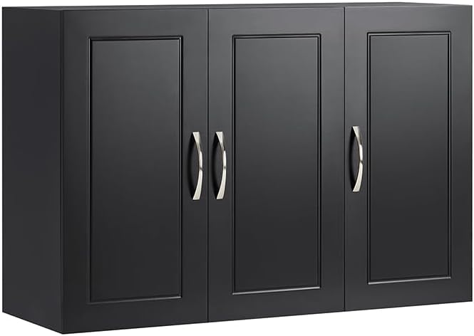 Haotian Wall Cabinet for Laundry Room, Storage Medicine Cabinet for Bathroom Kitchen Garage, Linen Tower Bath Cabinet, Floading Cabinet with Shelf, Black FRG231-L-SCH