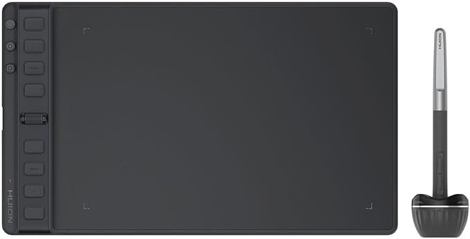 HUION Inspiroy 2 Medium Drawing Tablet with Scroll Wheel 8 Customized Keys Battery-Free Stylus 60° Tilt Support for Digital Art, Design, Sketch, 9x5inch Graphics Tablet, Black