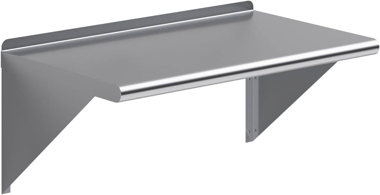 AmGood 30" Long X 18" Deep Stainless Steel Wall Shelf | NSF Certified | Appliance & Equipment Metal Shelving | Kitchen, Restaurant, Garage, Laundry, Utility Room