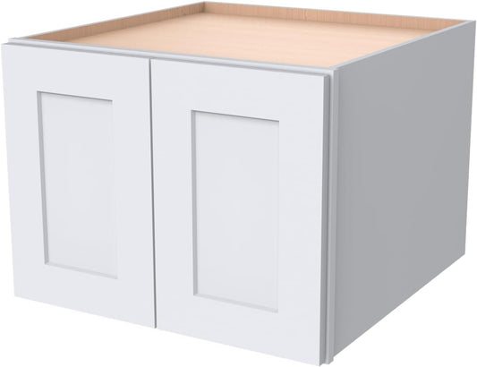 Solid Wood Wall Cabinet,Shaker Style Wall-Mounted Kitchen Storage Cabinet with Soft-Close Doors, RTA Pantry Organizer for Bathroom, Garage, Laundry (White, 33" W x 24" D x 12" H)