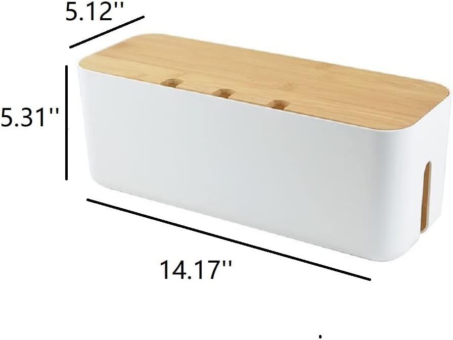 2 Pieces Cable Management Box|Cord Organizer Box| Hide and Conceal Power Strips and Electrical Cords from TVs, Computers, and Desks (White 2PCS)