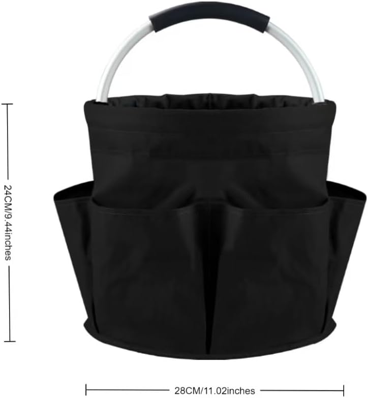 17L Cleaning Caddy With Handle, Foldable Storage Cleaning Product Organizer, Cleaning Caddy Organiser, Outdoor Camping，Portable Multifunctional Cleaning Bucket tool Bag Organizer (black)