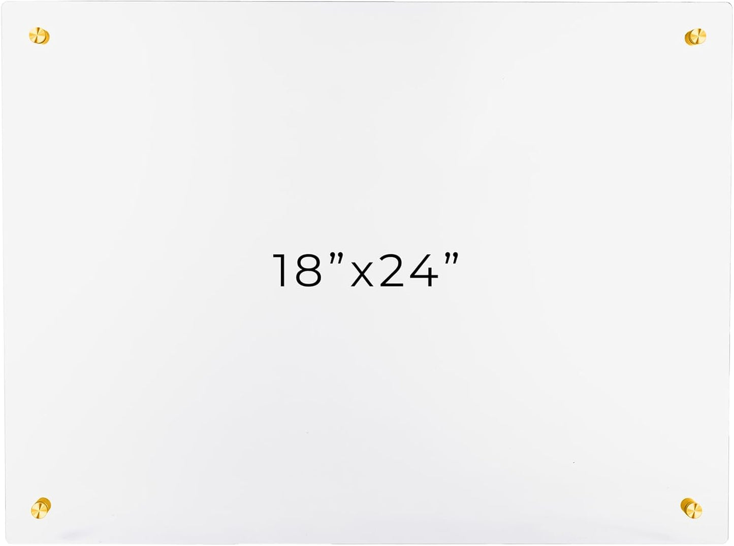18x24 Dry Erase Board for Wall - with .25 Clear Acrylic and Gold Stand Off Finish - Perfect Whiteboard for Office, Home, Classroom - Durable and Stylish .25 Clear Acrylic Dry Erase Board